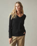 Women's Premium Slub Long Sleeve V-Neck Tee - Black
